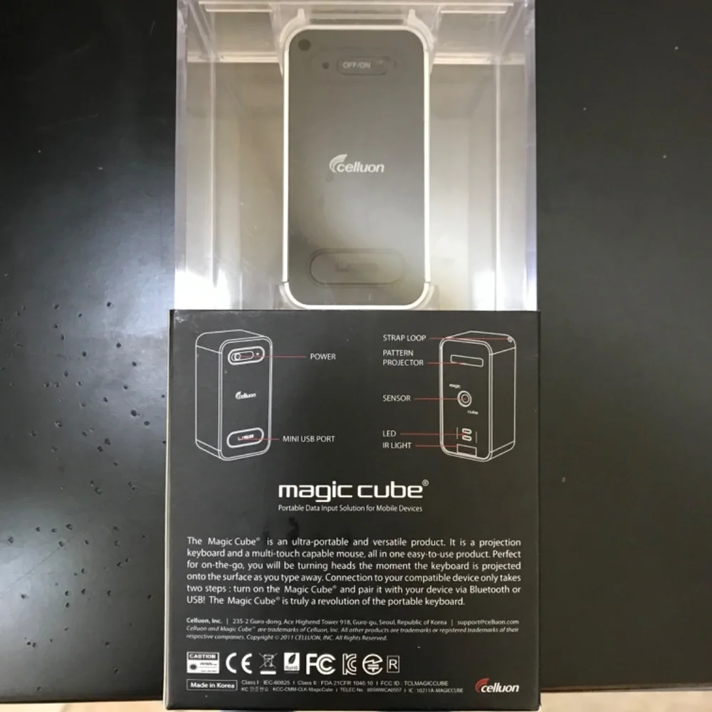 Celluan Magic Cube Projection Keyboard and Multi-Touch Mouse NWT